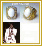 Verguld-over-Sterling zilver witte Turqoise Concert -Tour - Ring
